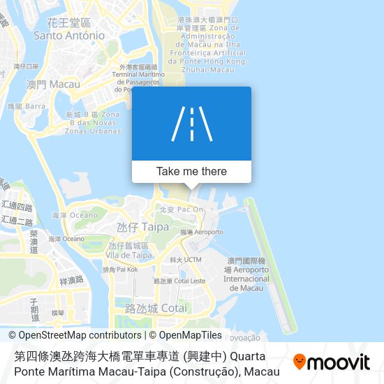 第四條澳氹跨海大橋電單車專道 (興建中) Quarta Ponte Marítima Macau-Taipa (Construção) map