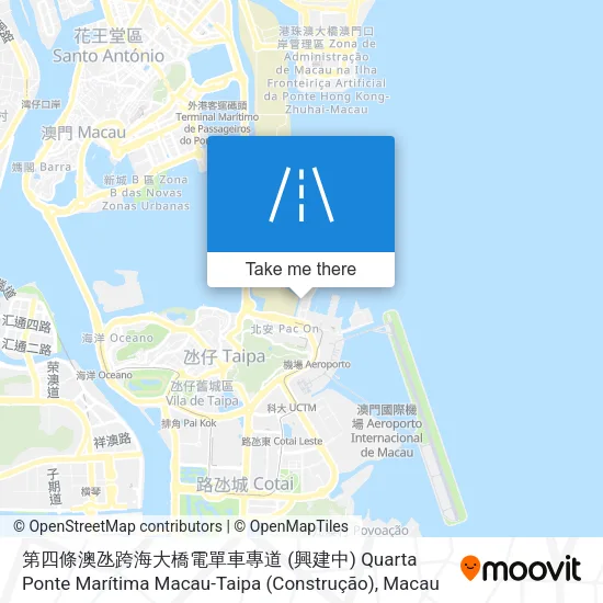 第四條澳氹跨海大橋電單車專道 (興建中) Quarta Ponte Marítima Macau-Taipa (Construção) map