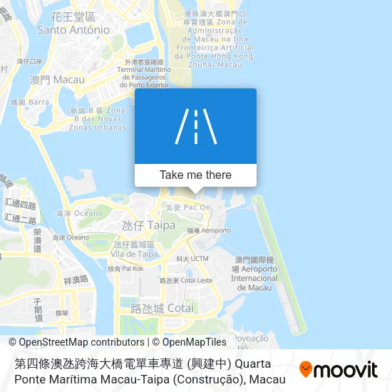 第四條澳氹跨海大橋電單車專道 (興建中) Quarta Ponte Marítima Macau-Taipa (Construção) map
