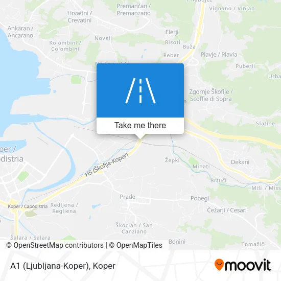 A1 (Ljubljana-Koper) map