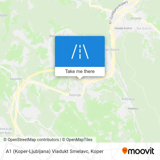 A1 (Koper-Ljubljana) Viadukt Smelavc map