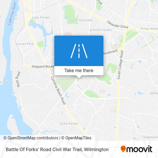 Mapa de Battle Of Forks' Road Civil War Trail
