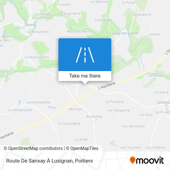 Route De Sanxay À Lusignan map