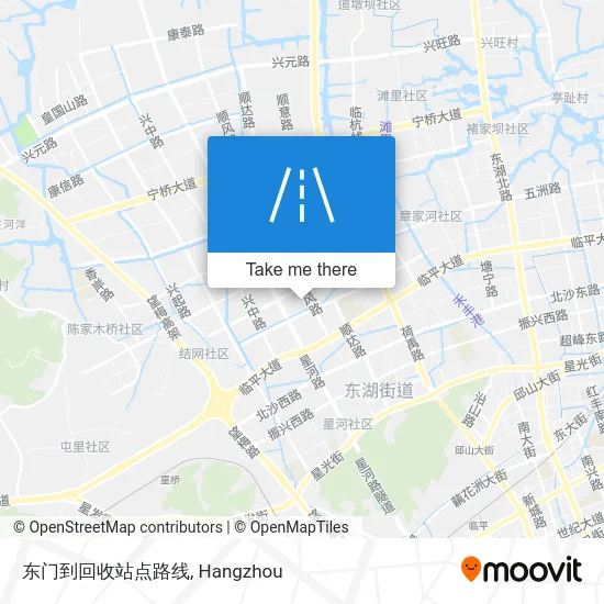 东门到回收站点路线 map