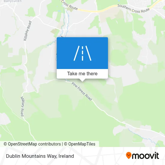 Dublin Mountains Way map