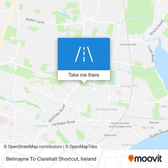 Belmayne To Clarehall Shortcut map