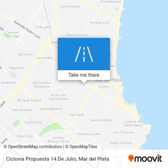 Ciclovía Propuesta 14 De Julio map