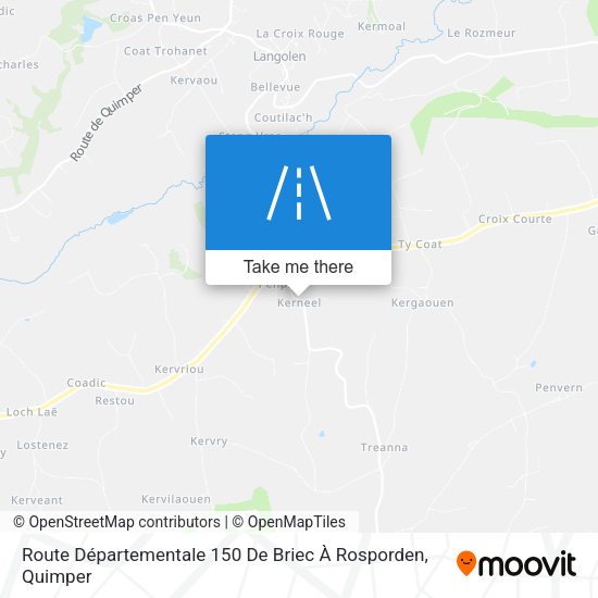 Route Départementale 150 De Briec À Rosporden map
