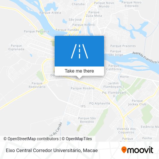 Eixo Central Corredor Universitário map