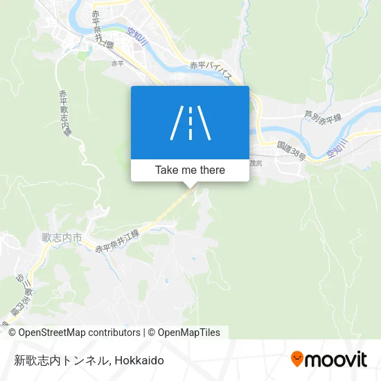 New Utashinai Tunnel map
