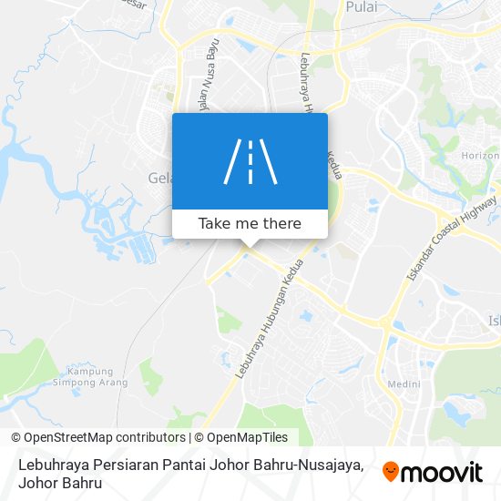 Lebuhraya Persiaran Pantai Johor Bahru-Nusajaya map