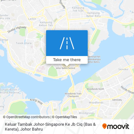 Keluar Tambak Johor-Singapore Ke Jb Ciq (Bas & Kereta) map