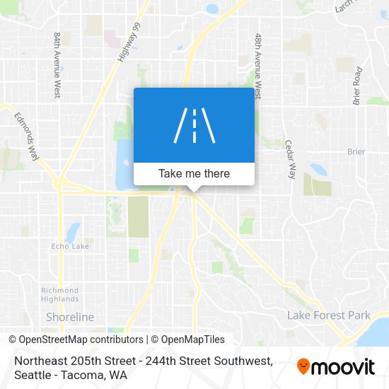 Northeast 205th Street - 244th Street Southwest map