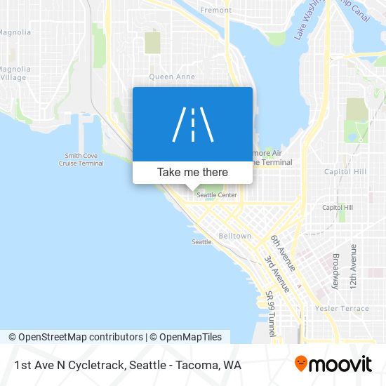 1st Ave N Cycletrack map