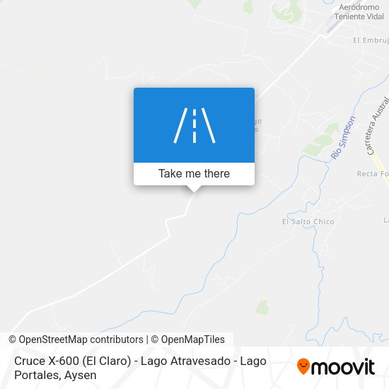 Cruce X-600 (El Claro) - Lago Atravesado - Lago Portales map