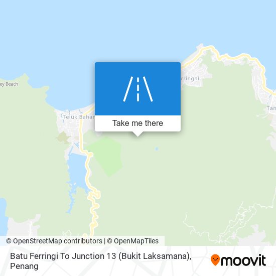 Batu Ferringi To Junction 13 (Bukit Laksamana) map