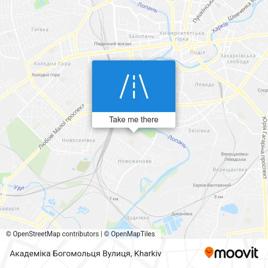 Карта Академіка Богомольця Вулиця