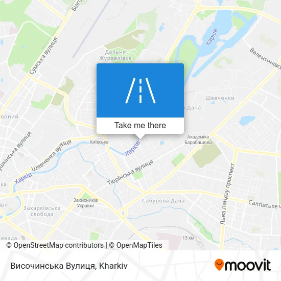 Карта Височинська Вулиця