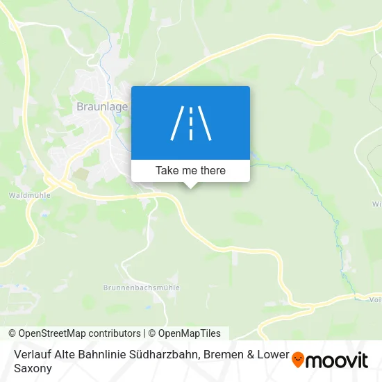 Карта Verlauf Alte Bahnlinie Südharzbahn