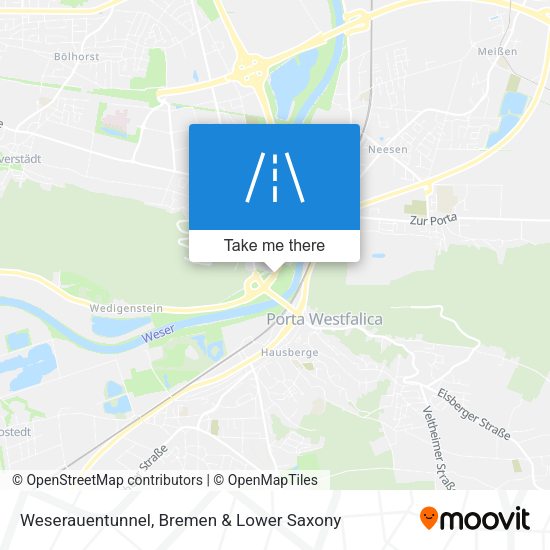 Weserauentunnel map
