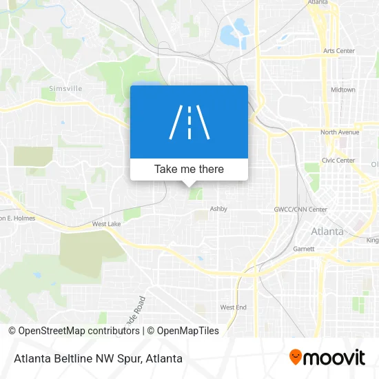 Atlanta Beltline NW Spur map
