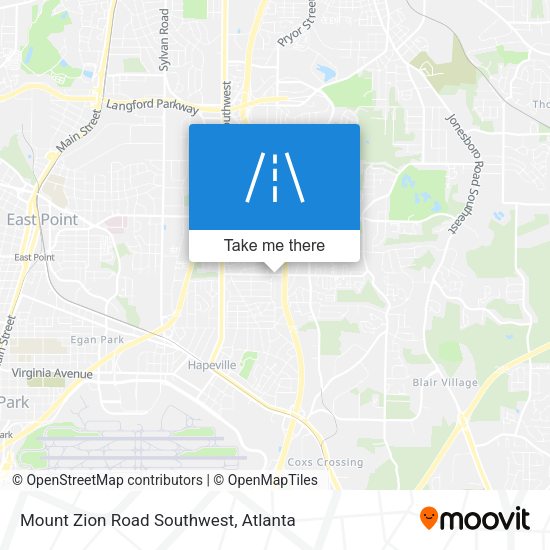 Mount Zion Road Southwest map