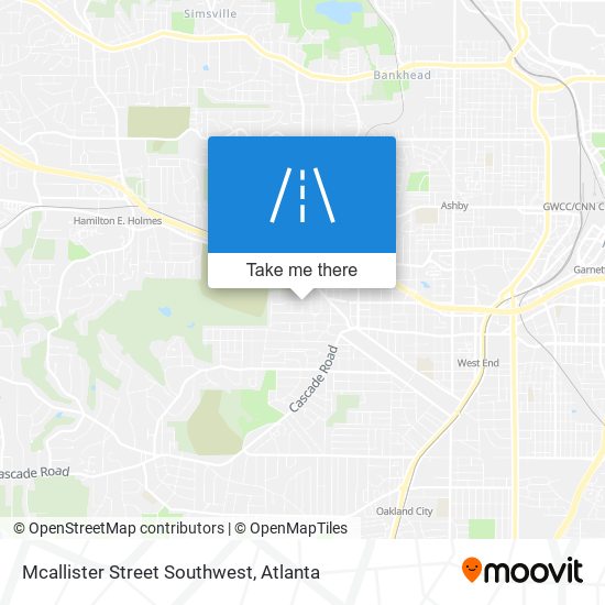 Mcallister Street Southwest map