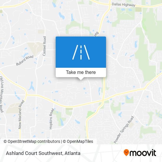 Mapa de Ashland Court Southwest