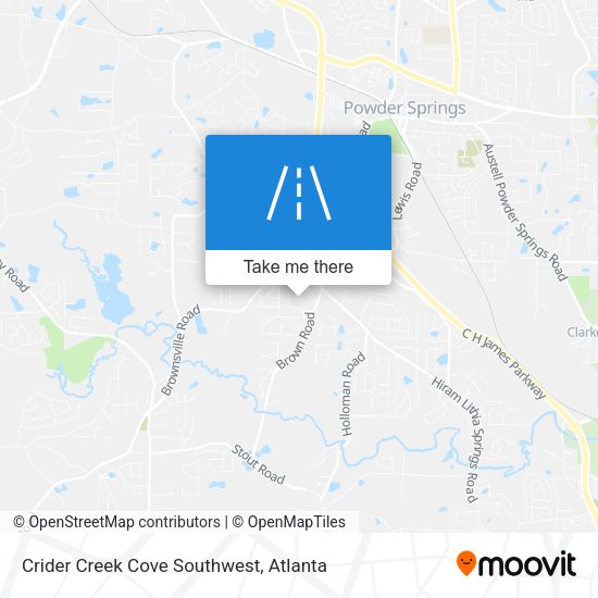 Crider Creek Cove Southwest map