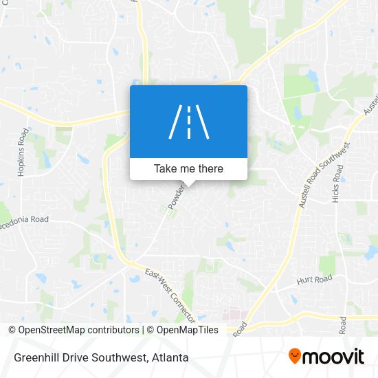 Greenhill Drive Southwest map