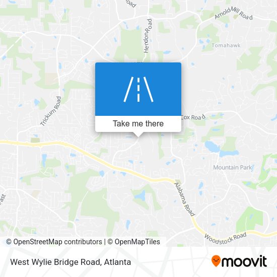 West Wylie Bridge Road map