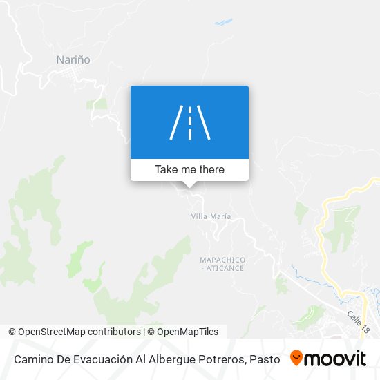 Mapa de Camino De Evacuación Al Albergue Potreros