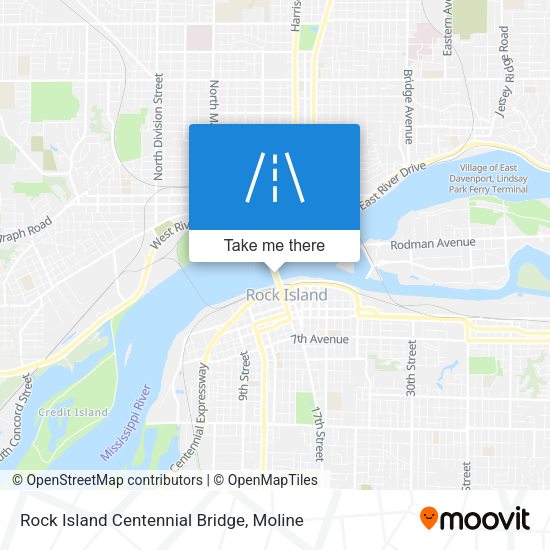 Rock Island Centennial Bridge map