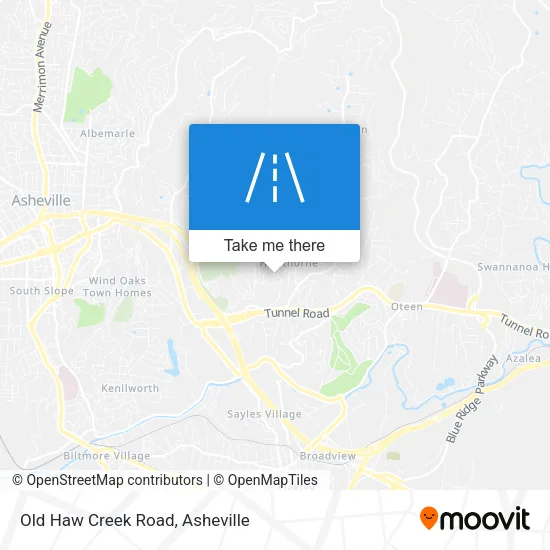 Old Haw Creek Road map