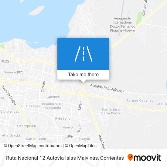 Ruta Nacional 12 Autovía Islas Malvinas map