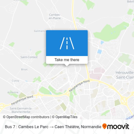 Bus 7 : Cambes Le Parc → Caen Théâtre map