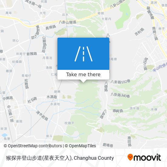 猴探井登山步道(星夜天空入) map