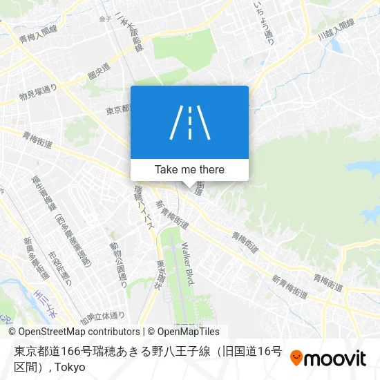 東京都道166号瑞穂あきる野八王子線（旧国道16号区間） map