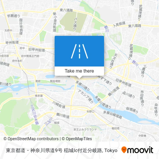 東京都道・神奈川県道9号 稲城Ic付近分岐路 map