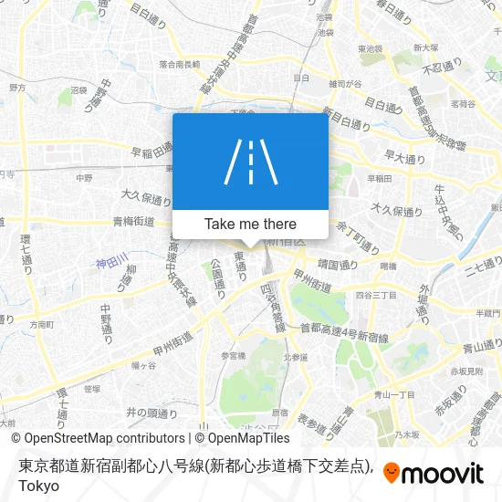 Tokyo Metropolitan Road Shinjuku Subcenter Line 8 (New Subcenter Pedestrian Bridge Intersection) map