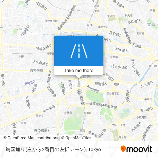 靖国通り(左から2番目の左折レーン) map
