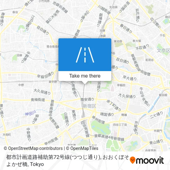 都市計画道路補助第72号線(つつじ通り), おおくぼそよかぜ橋 map