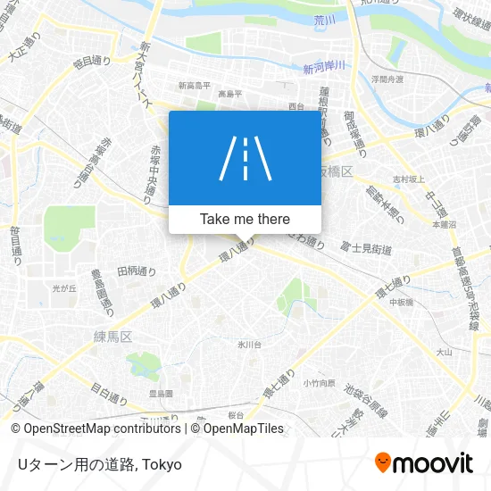 Uターン用の道路 map