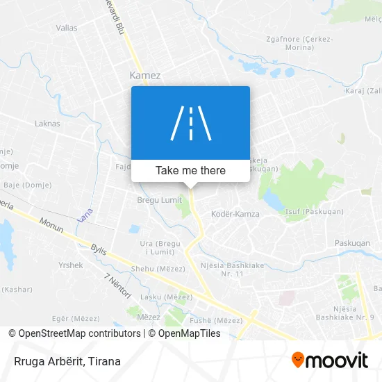 Rruga Arbërit χάρτης