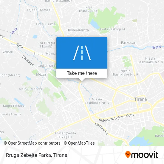 Rruga Zebejte Farka map