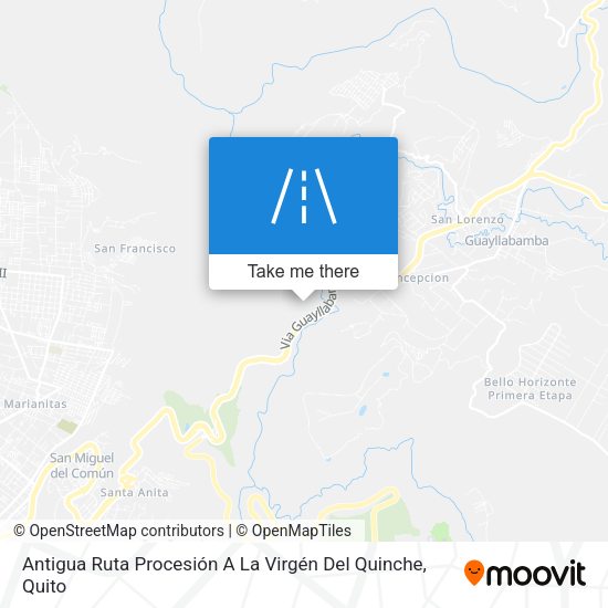 Antigua Ruta Procesión A La Virgén Del Quinche map