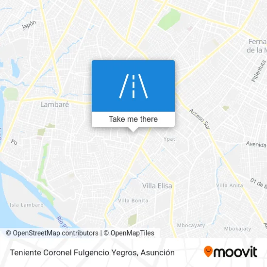 Mapa de Teniente Coronel Fulgencio Yegros