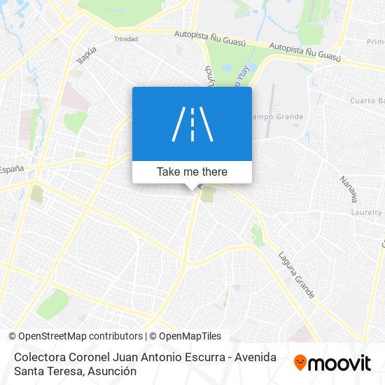 Colectora Coronel Juan Antonio Escurra - Avenida Santa Teresa map