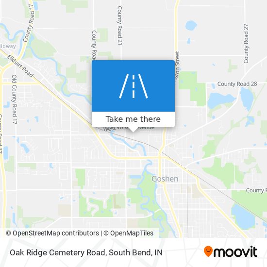 Oak Ridge Cemetery Road map