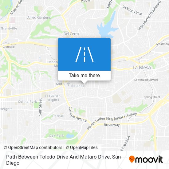 Path Between Toledo Drive And Mataro Drive map
